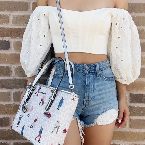 Michael Kors Jet Set XS Carryall Tote Crossbody Bright White MK Girls - Picture 3 of 3